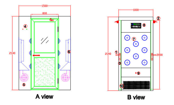 Καθαρό δωμάτιο ντους αέρα δωματίων ανοξείδωτου ελέγχου PLC με τη μηχανή ανοίξεων οινοπνεύματος 3