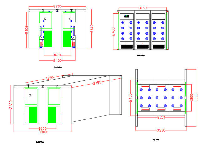 Σήραγγα συστημάτων ντους αέρα αποστειρωμένων δωματίων βιομηχανίας με το πλάτος 1800 αυτόματες συρόμενες πόρτες 2