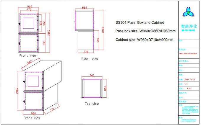 SS304 κιβώτιο περασμάτων ντους αέρα για το αποστειρωμένο δωμάτιο με τη μηχανική συναρμολόγηση 2